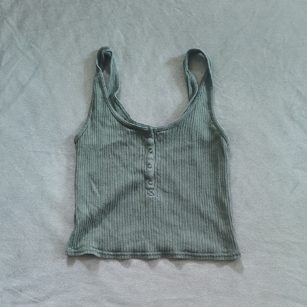 Wild Fable Green Ribbed Crop Tank Top